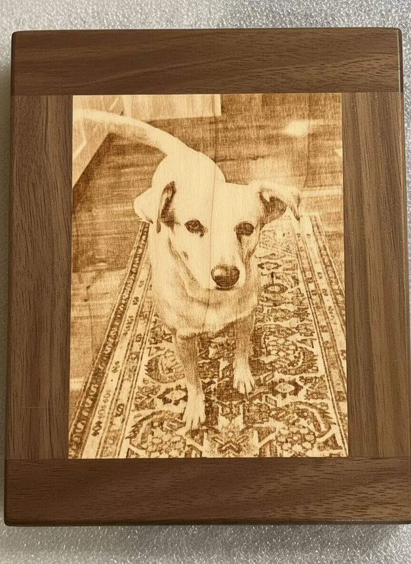 Handcrafted wood pet PetPic - gallery example 2 engraved from a customer photo