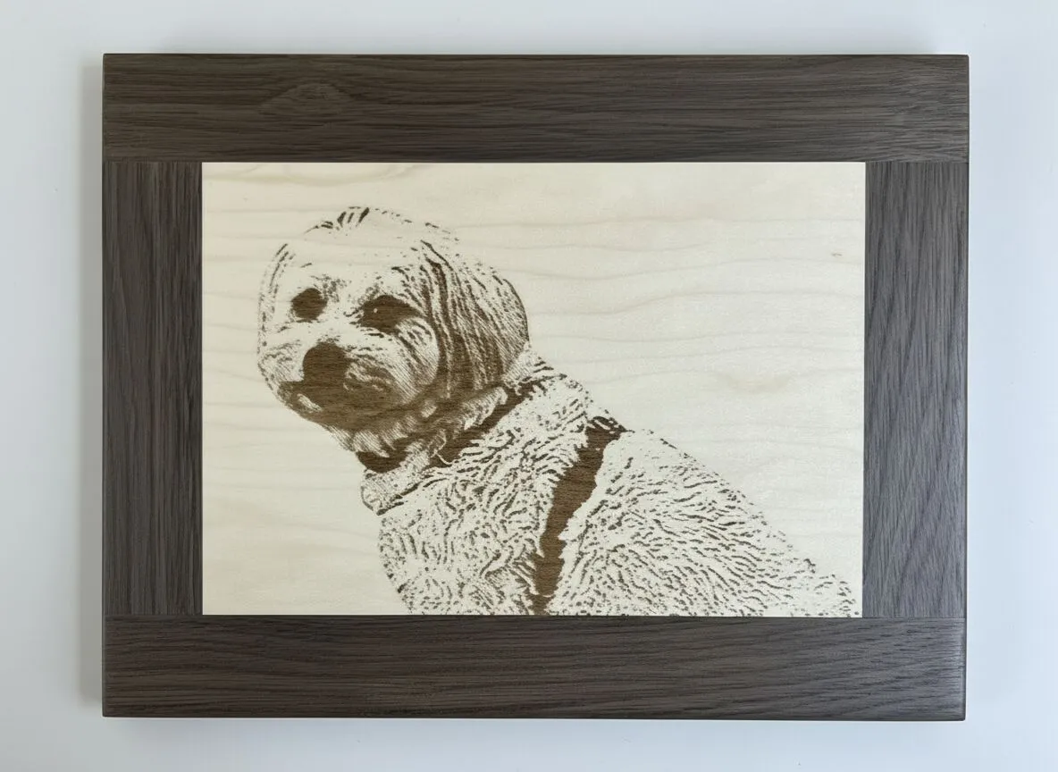 Handcrafted wood pet PetPic - gallery example 4 engraved from a customer photo