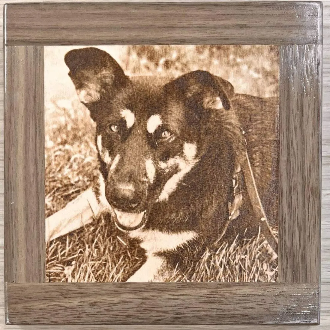 Handcrafted wood pet PetPic - gallery example 5 engraved from a customer photo