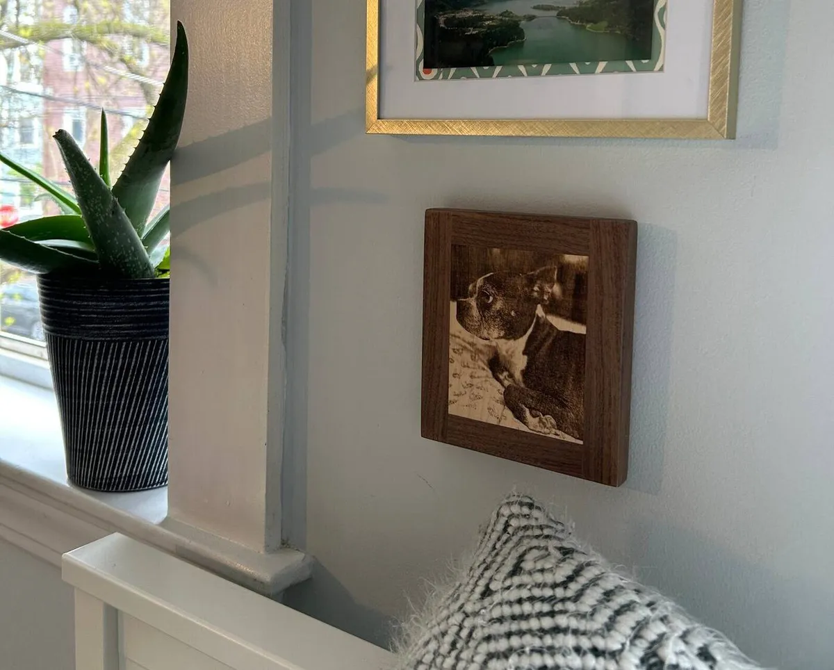Handcrafted wood pet PetPic - gallery example 8 engraved from a customer photo